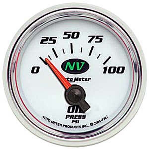 AutoMeter AU7327 NV 2-1/16" Mech Oil Pressure Gauge 0-100 PSI Short Sweep