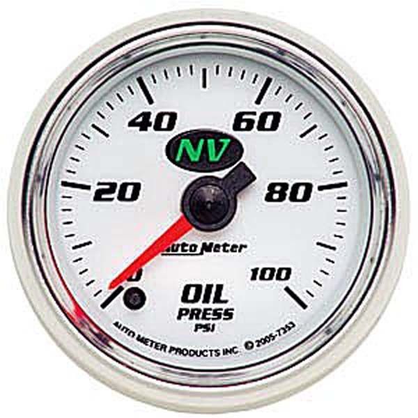 AutoMeter AU7353 NV 2-1/16" Elec Oil Pressure Gauge 0-100 PSI