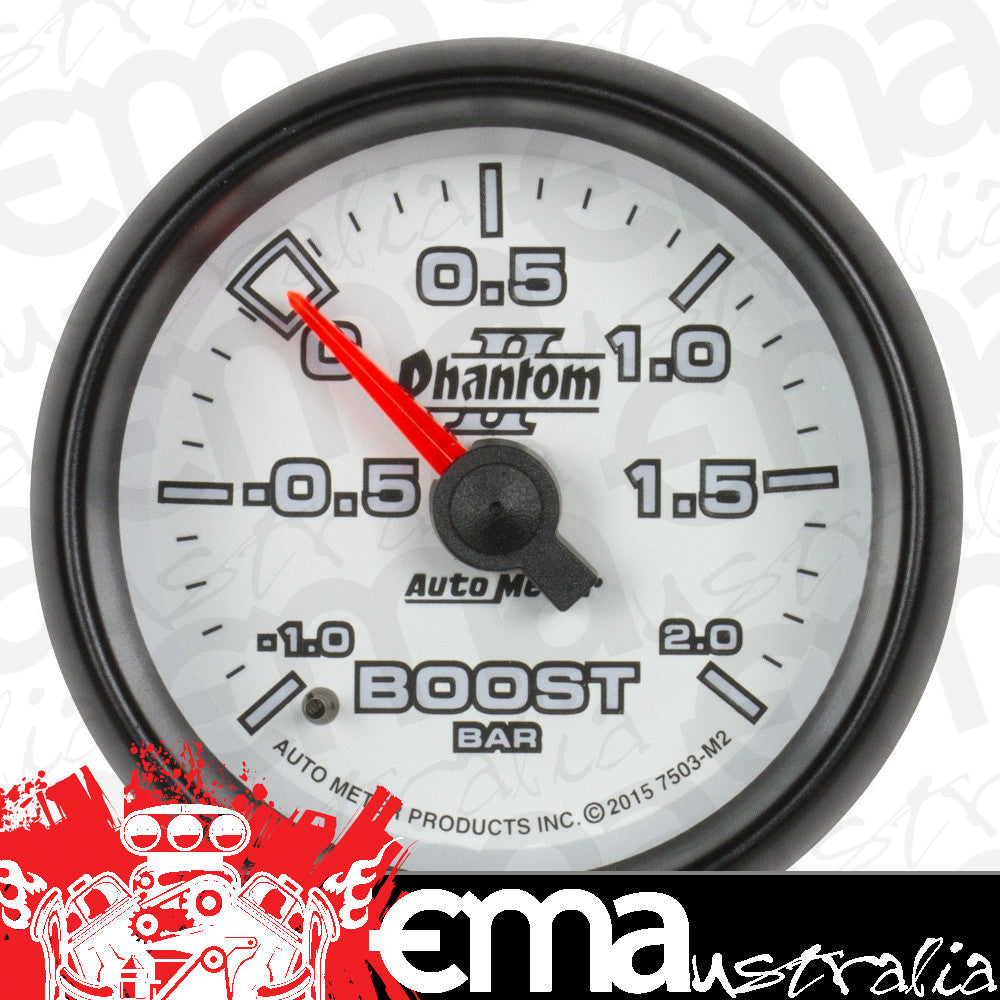 AutoMeter AU7503-M2 Phantom II 2-1/16" Mech Boost/Vacuum Gauge -1/+2 Bar