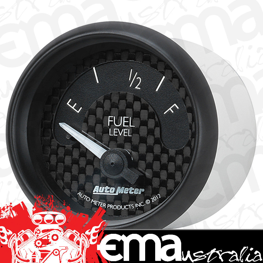 AutoMeter AU8015 GT Fuel Level Gauge 2-1/16" Black Carbon Fiber Dial Short Sweep Elec 73E-10F OHMS