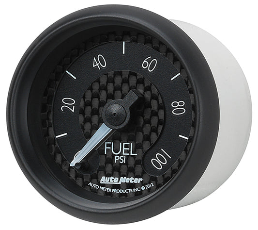 AutoMeter AU8063 GT Fuel Pressure Gauge 2-1/16" Black Carbon Fiber Dial Full Sweep Elecal 0-100 PSI
