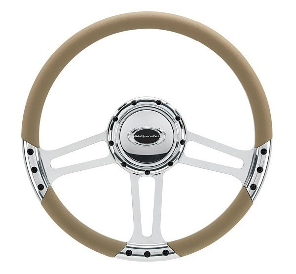 Billet Specialties BS29263 14" Billet "Draft" Steering Wheel Spyder Half Wrap Horn And Adapter Sold Separately