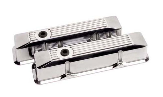 Billet Specialties BS95620 Chev SB Polished Tall Alloy Valve Covers Ribbed