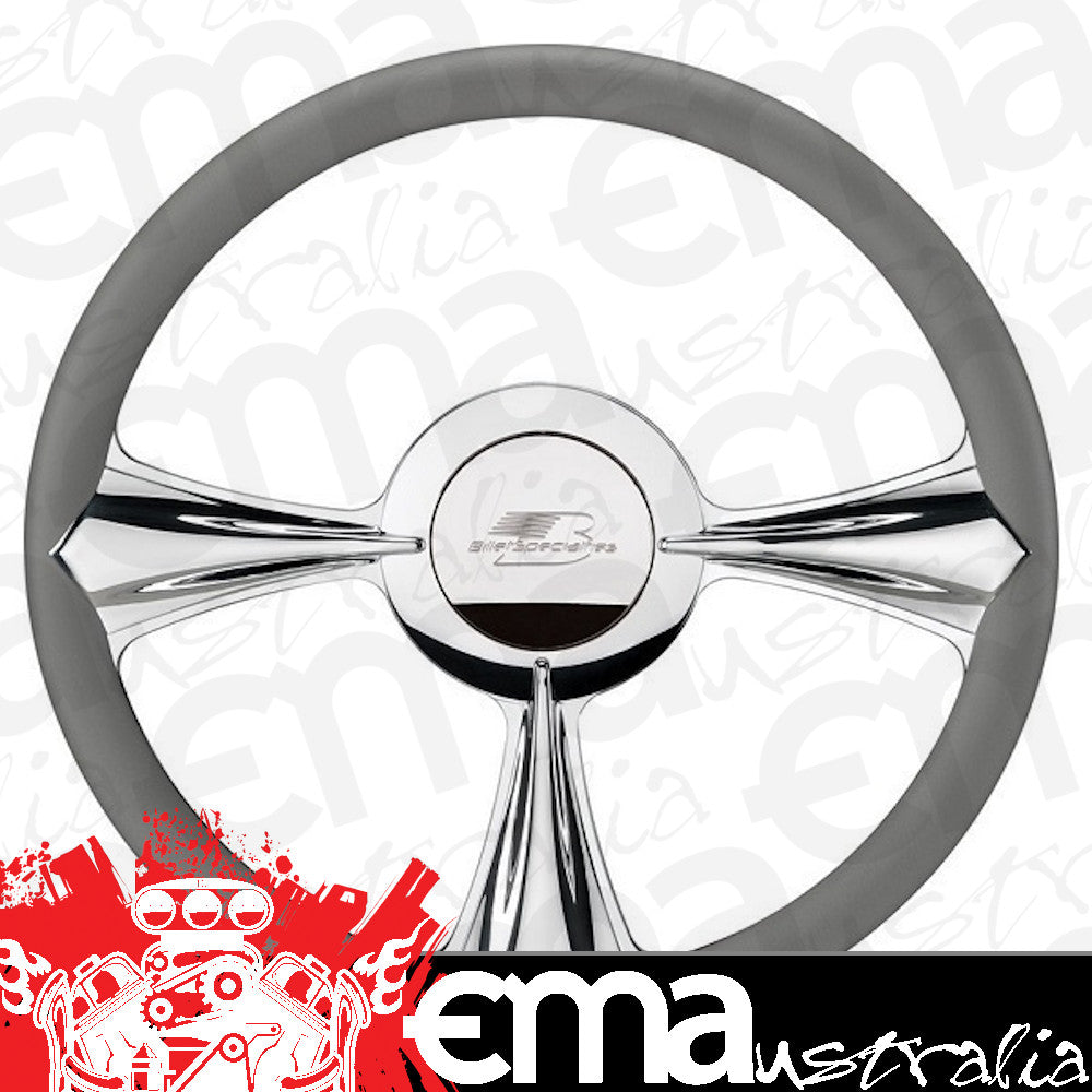 Billet Specialties BSP34092 Profile Series 16.5" Billet "Stiletto" Steering Wheel 3 Spoke Polished Aluminium Half Wrap Horn Button And Adapter Sold Separately