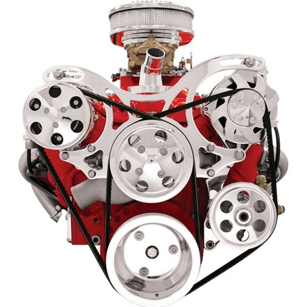 Billet Specialties BSV3220 V-Trac Pulley System suit SB Chev With Alternator, A/C & Power Steering