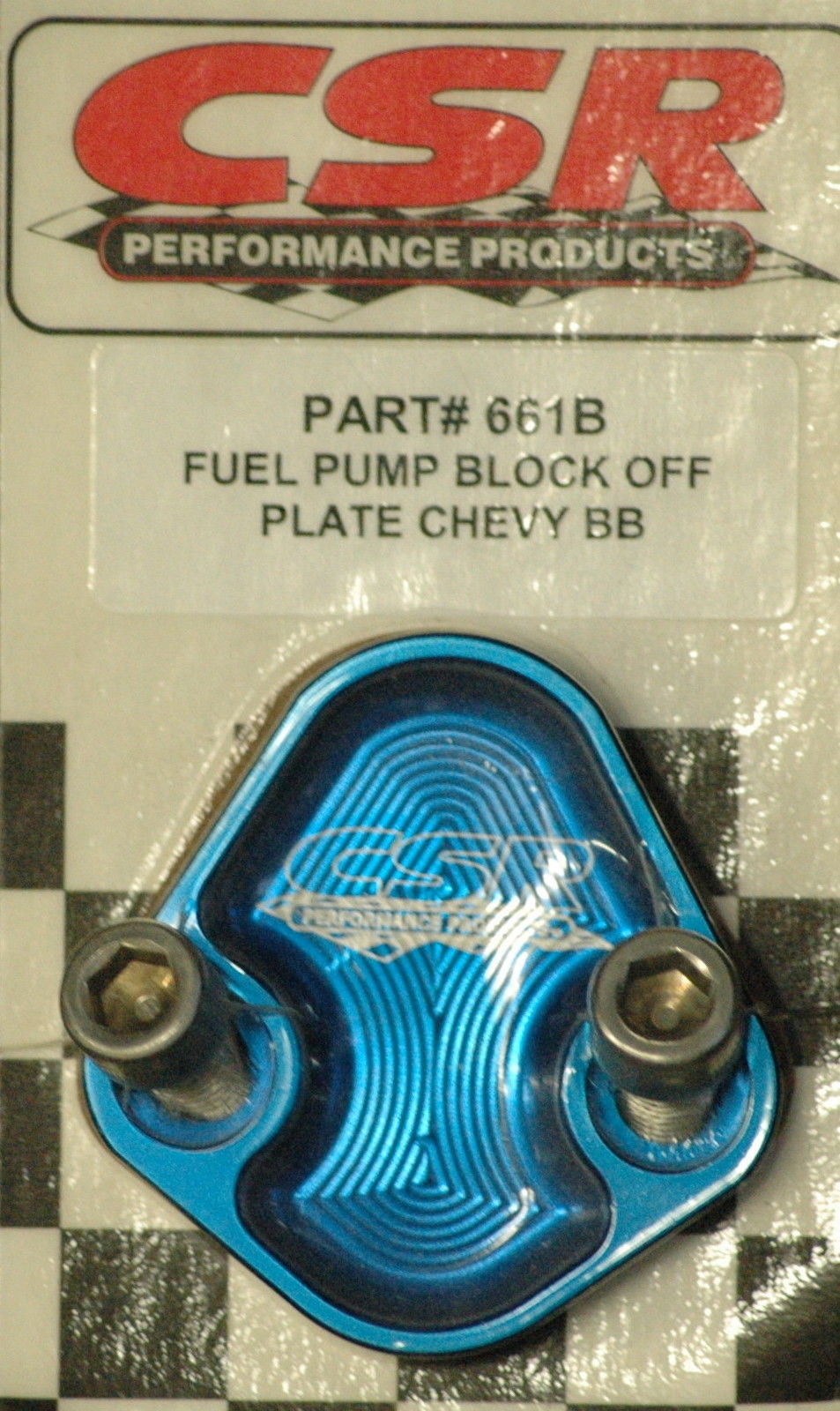 CSR Performance CSR661B Csr Anodised Aluminium Fuel Pump Block Off Chev Bb 396-454 Anodised Blue