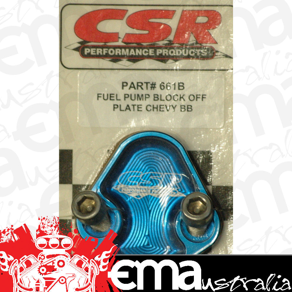 CSR Performance CSR661B Csr Anodised Aluminium Fuel Pump Block Off Chev Bb 396-454 Anodised Blue