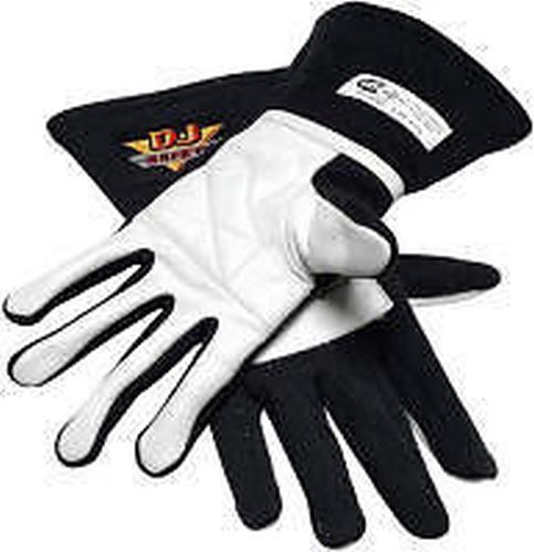 DJ Safety DJ022039 2 Layer SFI 3.3/5 Racing GlOves Medium Nomex & Leather Black