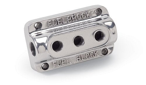 Edelbrock ED12851 Fuel Distribution Block 3 x 1/4" Outlets 1 x 3/8" Inlet Polished