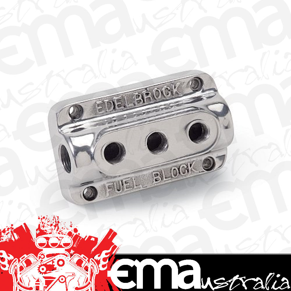 Edelbrock ED12851 Fuel Distribution Block 3 x 1/4" Outlets 1 x 3/8" Inlet Polished