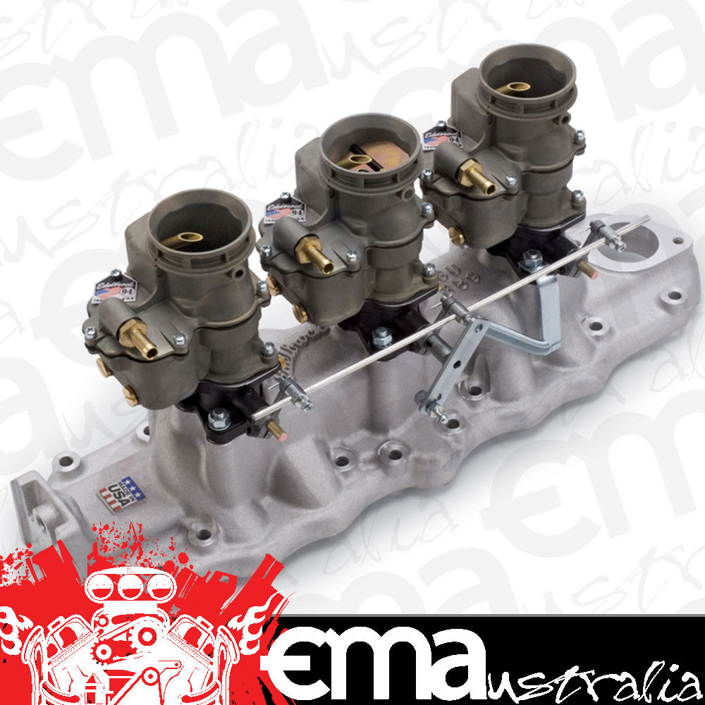 Edelbrock ED2013 Vintage manifold & Triple Carburetor kit Suit 38-48 Ford Flathead V8