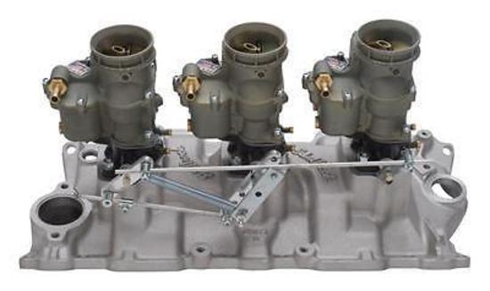 Edelbrock ED2015 Edelbrock Vintage Manifold & Carburetor Kit Chev SB 3X3 Bolt Carbs ED2015