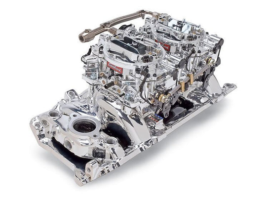 Edelbrock ED20654 Chev BB Edelbrock Dual Quad Endurashine Intake & 500CFM Carburetor Kit ED20654