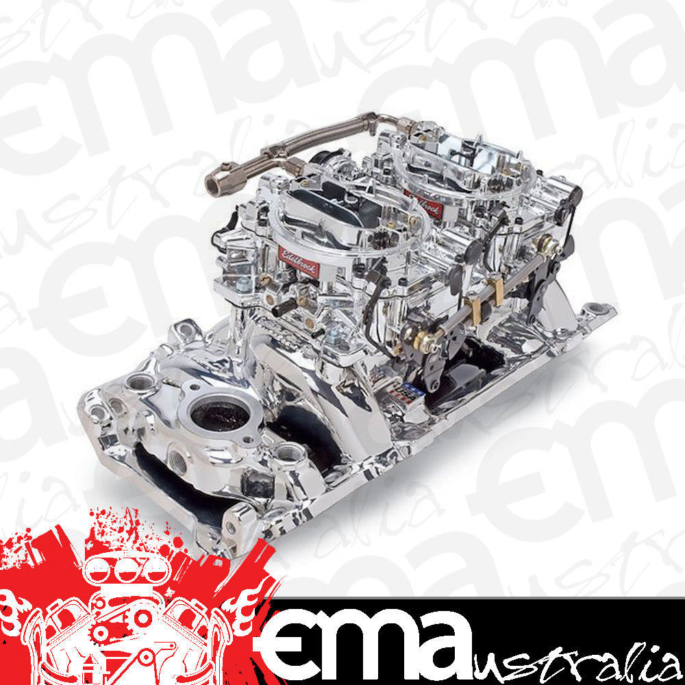 Edelbrock ED20654 Chev BB Edelbrock Dual Quad Endurashine Intake & 500CFM Carburetor Kit ED20654