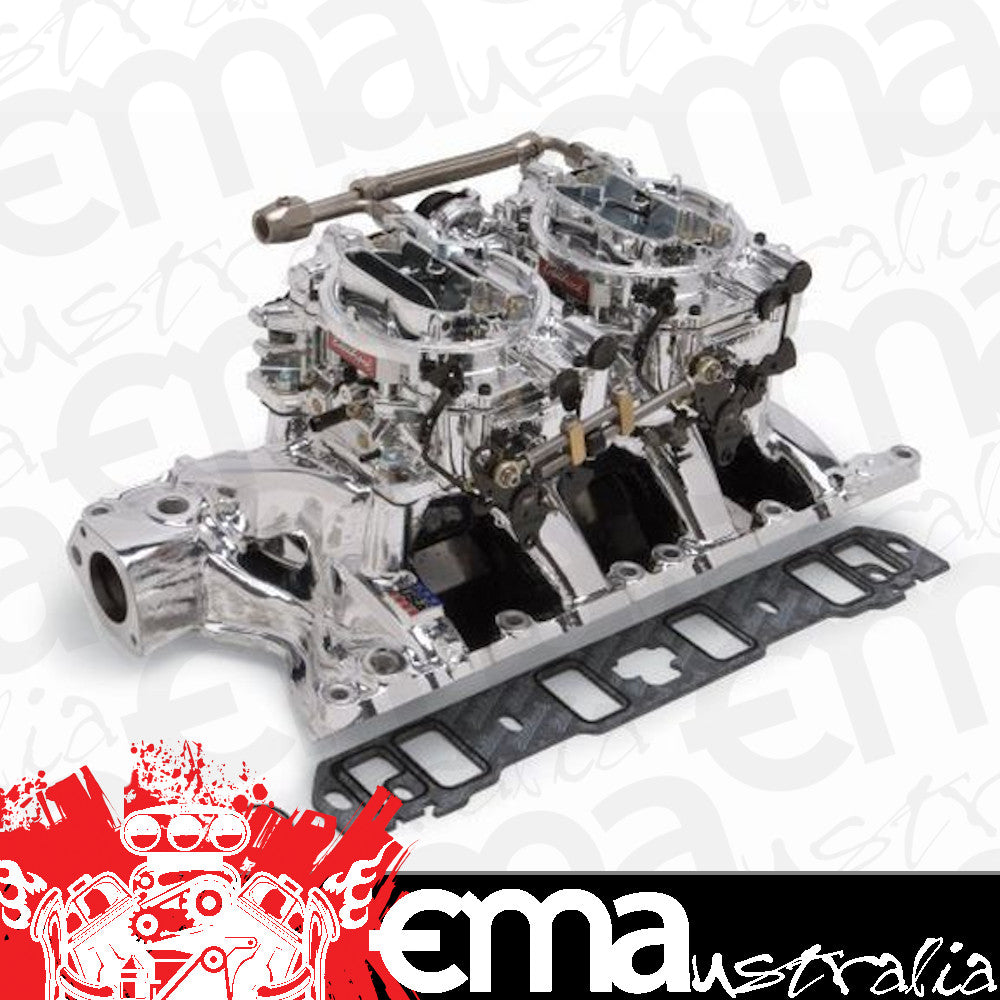 Edelbrock ED20854 Ford 351W Edelbrock Dual Quad Endurashine Intake & Carburetor Kit ED20854