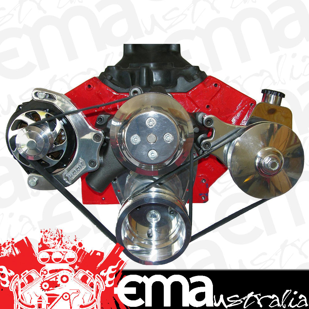 Engine Master EMA-340500 Chev SB 283-350 Mid Mount Serpentine System Polished