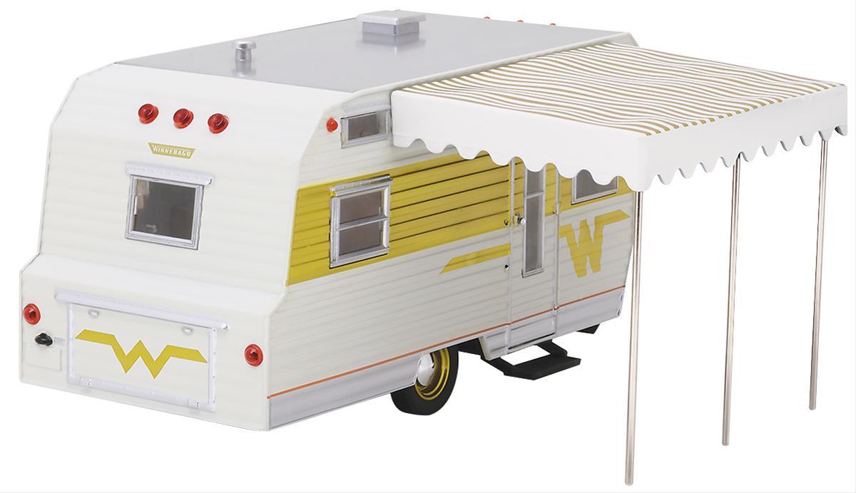 Greenlight GLC-18420-B Diecast Model Yellow 1964 Winnebago Travel Trailer 1:24 Scale