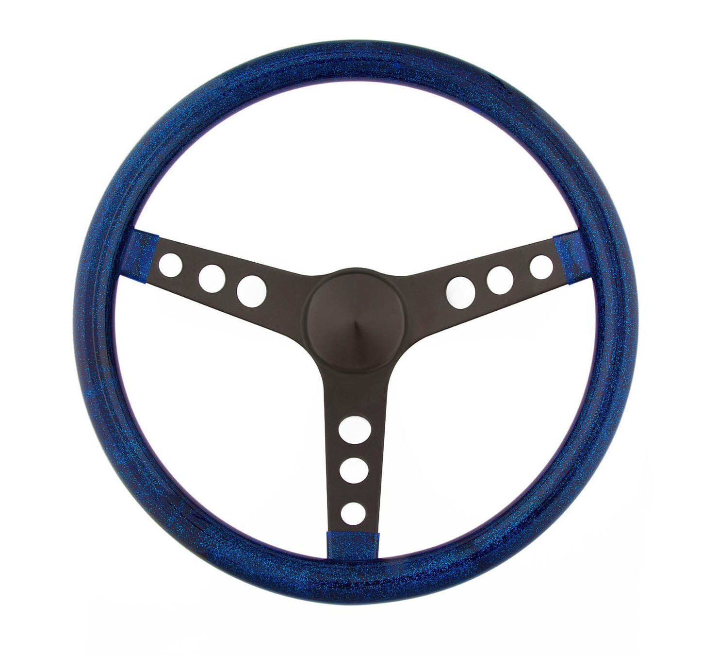 Grant GR8476 Blue Vinyl Metal Flake Glitter 15" Steering Wheel 3-Spoke Black Powdercoat Moon Style