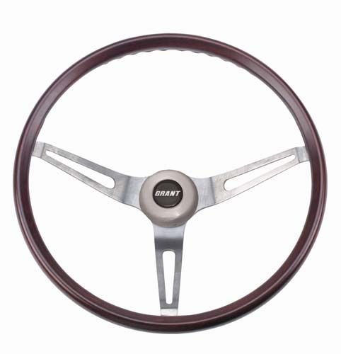 Grant GR971 16" Classic GM Steering Wheel Brushed S/S 3 Spoke Mahogany Wood Grip