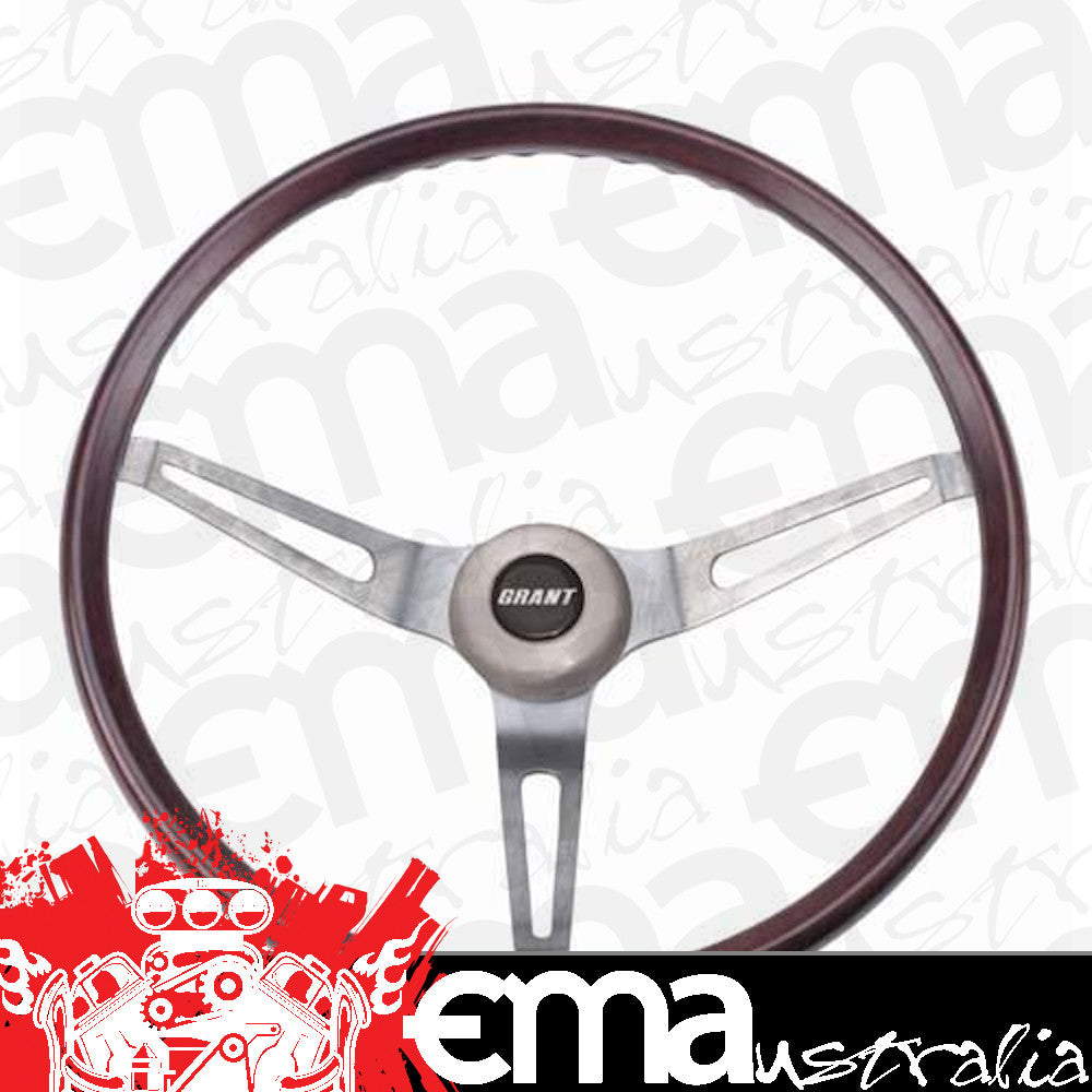 Grant GR971 16" Classic GM Steering Wheel Brushed S/S 3 Spoke Mahogany Wood Grip