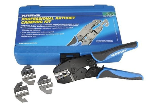 Narva 56513 Professional Ratchet Crimping Kit w/ 4 Interchangeable Heads