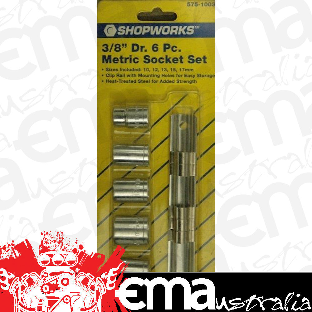 Shopworks 575-1003 3/8" Drive 6 Piece Socket Set 10-17mm w/ Holder - Nos