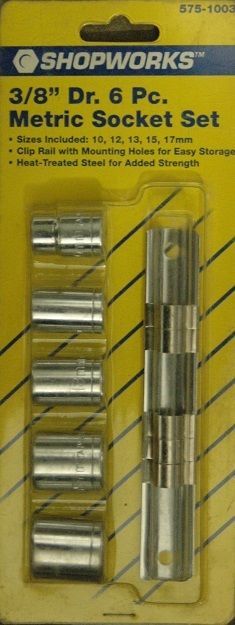Shopworks 575-1003 3/8" Drive 6 Piece Socket Set 10-17mm w/ Holder - Nos