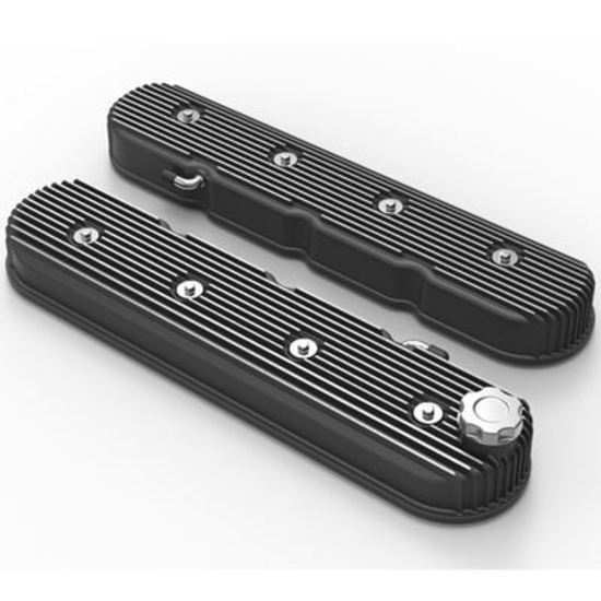 VALVE COVER TALL LS VINTAGE FINNED BLACK FINISH