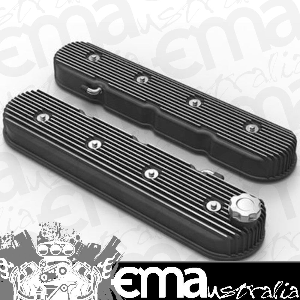 VALVE COVER TALL LS VINTAGE FINNED BLACK FINISH