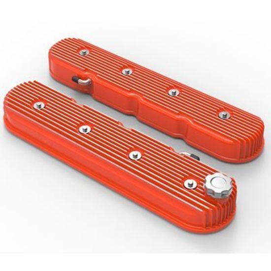 VALVE COVER TALL LS VINTAGE FINNED CHEVY ORANGE