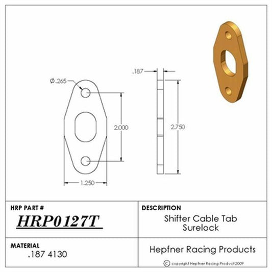 Hephner Racing Products HRP-0127T Sure Lock Shifter Cable Bracket Weld-On Tab