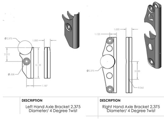 Hephner Racing Products HRP-3107W Ultra Light Weight Front Axle Bracket Set