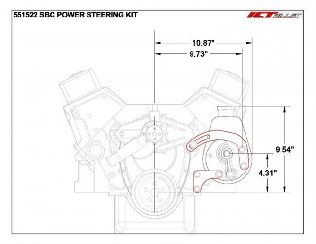 ICT Billet ICB551522 Power Steering Bracket Kit Chev SB V8 Lhs Eng Block Mount