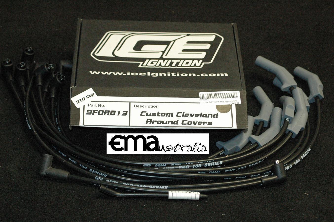 Ice Ignition ICE-9FOR813 9mm Leads Ford Cleveland 302-351 45¶ø Plug 90¶ø