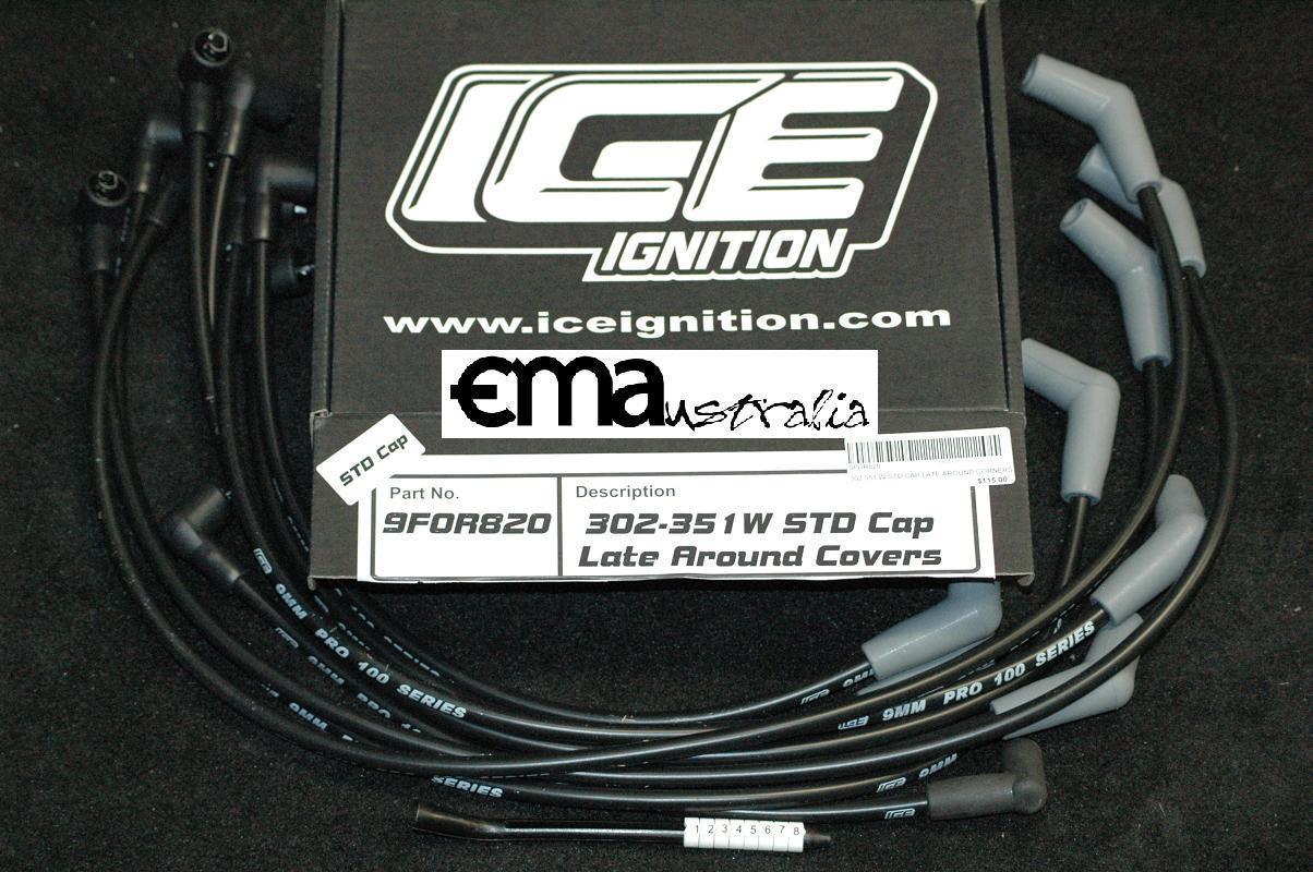 Ice Ignition ICE-9FOR820 9mm Leads Ford Windsor 302-351 45¶ø Plug 90¶ø