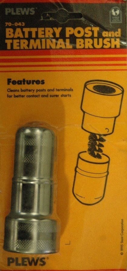 Plews Tools 70-043 Metal Battery Post & Terminal Brush - Nos