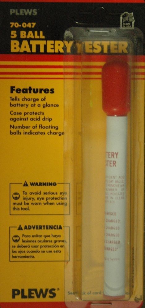 Plews Tools 70-047 5-Ball Battery Tester - Nos