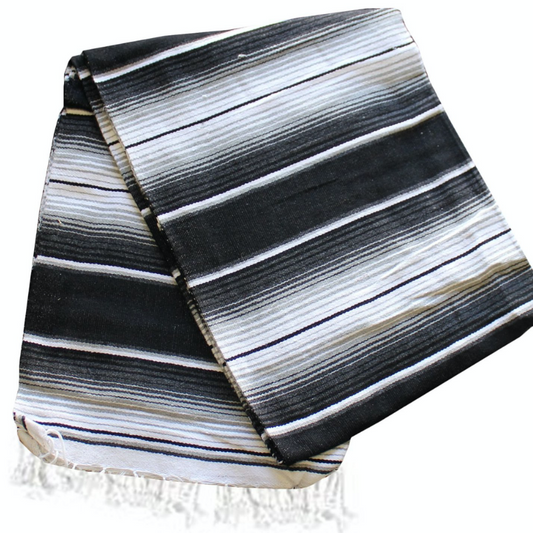 Mexican Sarape Blanket - Two Tone Black